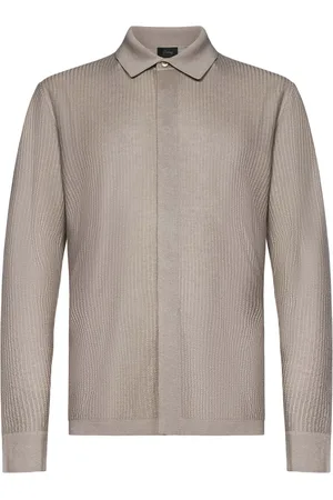 BRIONI Homme, Tops, , Taille: M Chemise en Cachemire et Soie à Rayures Jacquard