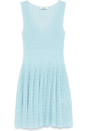 ANTONINO VALENTI Femme, Robes, Bleu, Taille: 36 FR Robe Skater Bleu Clair avec Col en V