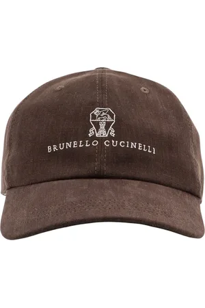 Brunello Cucinelli Homme, Accessoires, Brun, Taille: M Chapeaux en Lin Brodés Logo