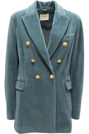 Circolo Femme, Vestes, Bleu, Taille: 42 FR Veste Velours Double-Breasted Couleur Minérale