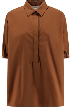 Max Mara Femme, Blouses et Chemises, Brun, Taille: 44 FR Chemise Marron avec Fermeture à Boutons Cachés