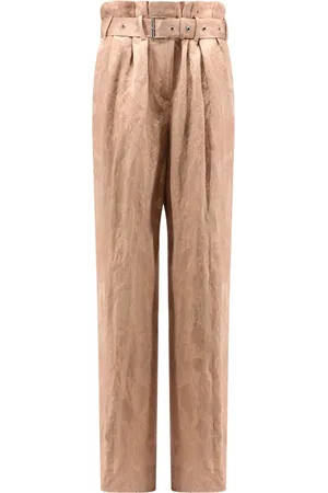 DRIES VAN NOTEN Femme, Pantalons, Rose, Taille: 42 FR Pantalon Rose Taille Haute en Lin