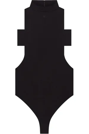 Courrèges Femme, Tops, Noir, Taille: 40 FR Body Noir Brodé Col Montant