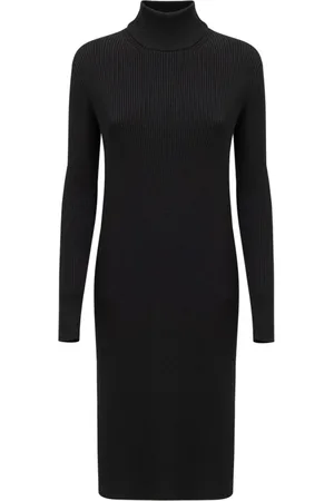 Bottega Veneta Femme, Robes, Noir, Taille: 36 FR Robe Longue Noire en Maille Côtelée