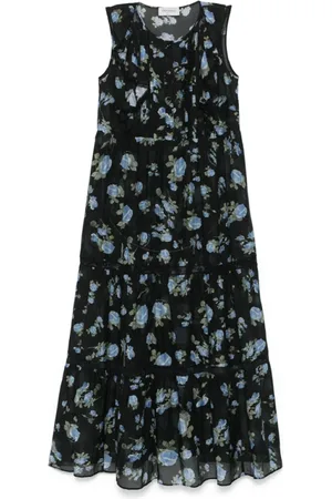 ERMANNO SCERVINO Femme, Robes, Noir, Taille: 38 FR Robe sans Manches à Volants Imprimé Floral
