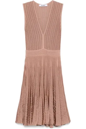 ANTONINO VALENTI Femme, Robes, Brun, Taille: 38 FR Robe Marron Plissée avec Détail Lurex