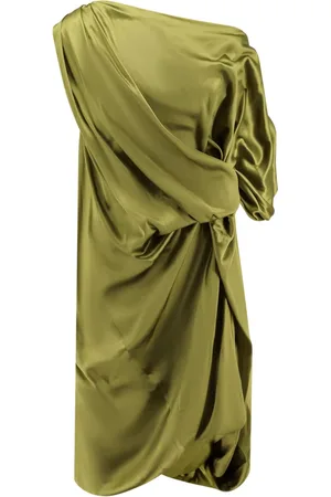 DRIES VAN NOTEN Femme, Robes, Vert, Taille: 42 FR Robe en Soie Verte Drapée