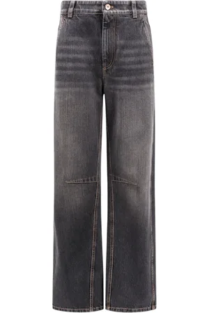 Brunello Cucinelli Femme, Jeans, Noir, Taille: 40 FR Pantalon Large en Denim Noir