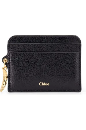 Chloé Femme, Accessoires, Noir, Taille: ONE Size Porte-cartes en cuir italien