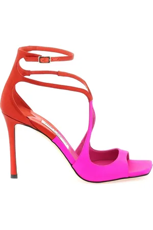 Jimmy Choo Femme, Chaussures, Rouge, Taille: 36 EU Sandales en satin bicolore à talon aiguille