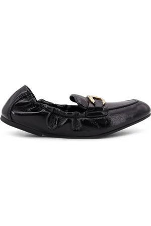 Salvatore Ferragamo Femme, Chaussures, Noir, Taille: 37 EU Chaussures plates noires avec détail Gancini