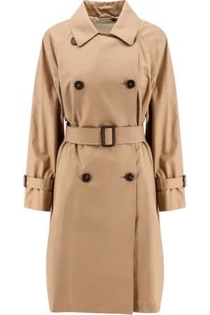 Max Mara Femme, Manteaux, Brun, Taille: 40 FR Manteau marron à double boutonnage avec ceinture