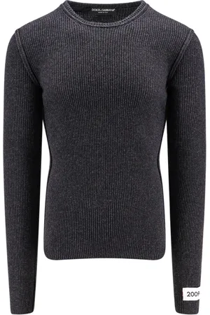 Dolce & Gabbana Homme, Pulls, Gris, Taille: M Pull Gris à Manches Longues Côtelé