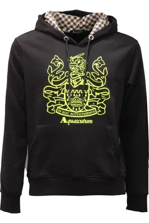 Aquascutum Homme, Sweatshirts et sweats à capuche, Noir, Taille: L Sweat à capuche en coton avec modèle Qmf006L0