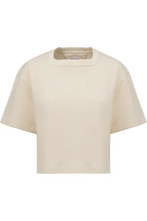 Bottega Veneta Femme, Tops, Blanc, Taille: 42 FR T-shirt Court à Manches Courtes Col Carré