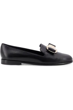 Salvatore Ferragamo Femme, Chaussures, Noir, Taille: 36 1/2 EU Chaussures plates noires avec emblématique