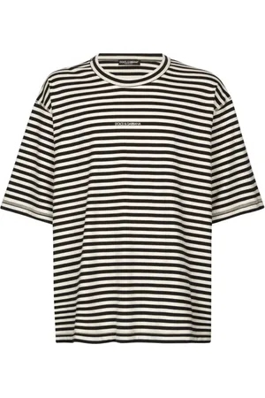 Dolce & Gabbana Homme, Tops, Multicolore, Taille: S T-shirt à rayures avec logo brodé