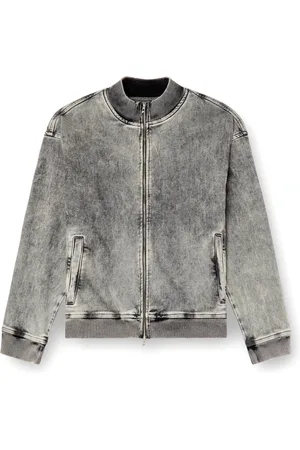 Diesel Homme, Vestes, Gris, Taille: L Veste Grise avec Fermeture Éclair et Bordures Côtelées