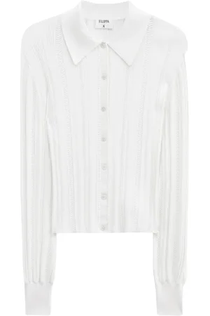 Filippa K Femme, Pulls, Blanc, Taille: 42 FR Cardigan en Tricot Tressé