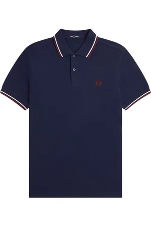 Fred Perry Homme, Tops, Bleu, Taille: M Polo Rayé Bleu Broderie Iconique