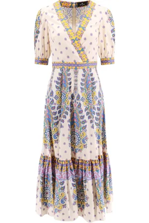 Etro Femme, Robes, Multicolore, Taille: 42 FR Robe Courte en Coton Multicolore à Manches Courtes