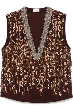 DRIES VAN NOTEN Femme, Pulls, Violet, Taille: 42 FR Chemisier sans Manches Col en V Bordeaux