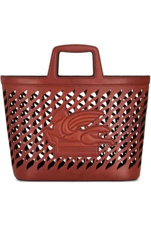 Etro Femme, Sacs, Brun, Taille: ONE Size Sac de shopping en cuir marron avec motif laser
