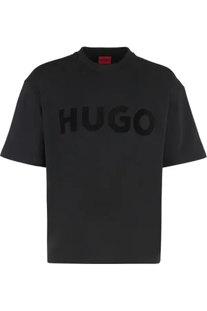 HUGO BOSS Homme, Tops, Noir, Taille: S T-shirt en coton à encolure ras du cou côtelée