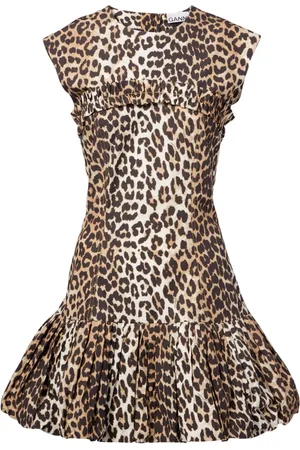 Ganni Femme, Robes, Brun, Taille: 38 FR Mini Robe Corset en Popeline
