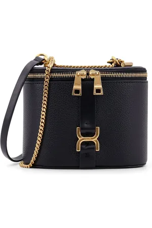 Chloé Femme, Sacs, Noir, Taille: ONE Size Sac Bandoulière en Cuir Noir avec Accents Dorés