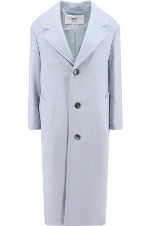 Ami Femme, Manteaux, Bleu, Taille: 38 FR Manteau Classique en Laine Bleue
