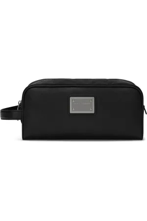 Dolce & Gabbana Homme, Sacs, Noir, Taille: ONE Size Trousse de toilette en cuir noir