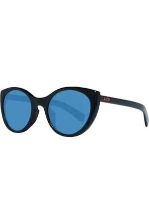 Ermenegildo Zegna Unisex, Accessoires, Bleu, Taille: ONE Size Lunettes de soleil rondes polarisées noir bleu