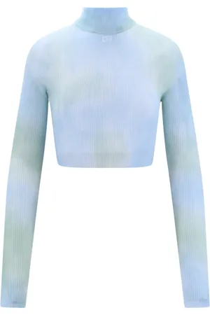 OFF-WHITE Femme, Tops, Bleu, Taille: 38 FR T-shirts et Polos Bleus avec Col Haut