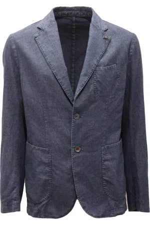 BOB der Bär Homme, Vestes, Bleu, Taille: L Veste Coton/Lin, Fabriquée en Italie