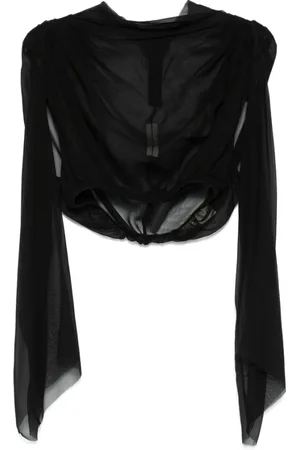 Rick Owens Femme, Blouses et Chemises, Noir, Taille: 36 FR T-shirt Noir à Boutons et Plis