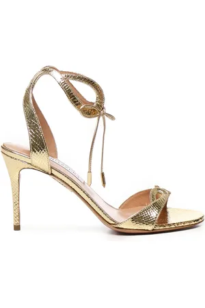Aquazzura Femme, Chaussures, Jaune, Taille: 37 EU Sandales Dorées à Bride Cheville
