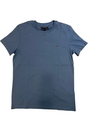 Tommy Hilfiger Homme, Tops, Bleu, Taille: 2XL T-shirt Slim Fit en Coton avec Logo Brodé