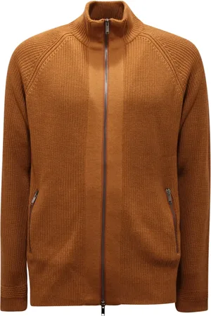 Daniele Fiesoli Homme, Pulls, Brun, Taille: L Gilet en Laine à Fermeture Éclair