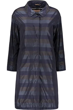 MOORER Femme, Manteaux, Bleu, Taille: 36 FR Trench avec Boutons Détail Logo