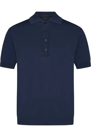 LOW BRAND Homme, Tops, Bleu, Taille: M Polo Bleu avec Détails Intarsia