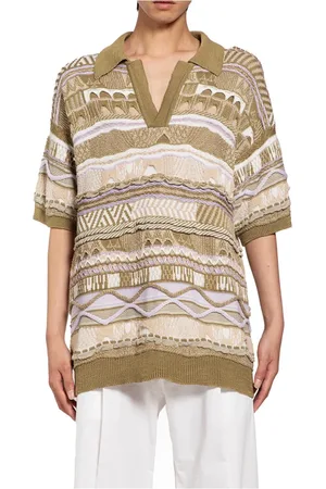 LANEUS Homme, Tops, Multicolore, Taille: XL Polo Beige en Tricot à Câble