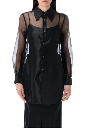 Comme des Garçons Femme, Blouses et Chemises, Noir, Taille: 38 FR Chemise Noire en Organza Silhouette Élégante