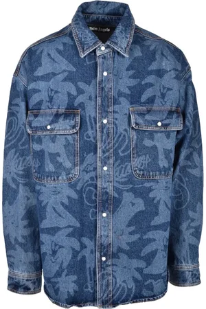 Palm Angels Homme, Chemises, Bleu, Taille: L Chemise en coton avec style unique