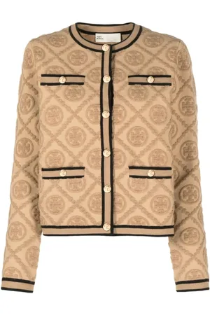 Tory Burch Femme, Pulls, Brun, Taille: 40 FR Cardigan Camel