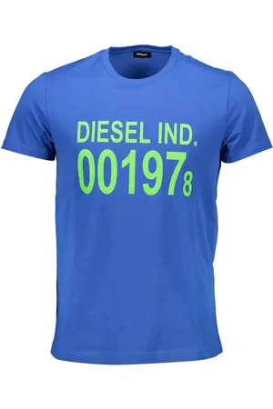 Diesel Homme, Tops, Bleu, Taille: 2XL T-shirt Casual en Coton Bleu