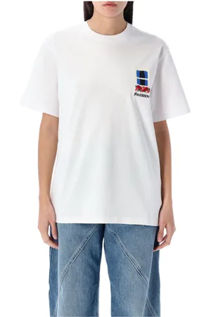 J.W.Anderson Femme, Tops, Blanc, Taille: 38 FR T-shirt Fenêtre Brodé