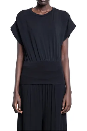 THOM KROM Femme, Tops, Noir, Taille: 36 FR Haut Noir en Coton à Col Rond