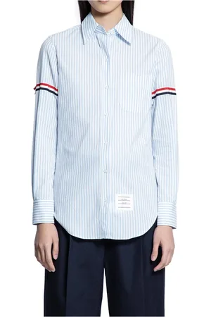 Thom Browne Femme, Blouses et Chemises, Bleu, Taille: 36 FR Chemise en Coton Multicolore à Boutons