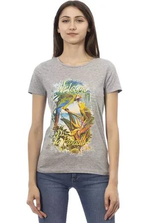 Trussardi Femme, Tops, Gris, Taille: 40 FR T-shirt Chic Gris à Manches Courtes